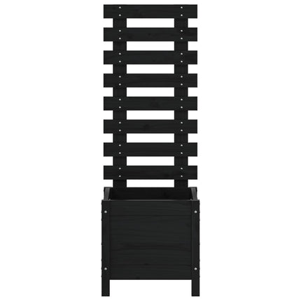 Odlingslåda med spaljé svart 39x39,5x114 cm massiv furu