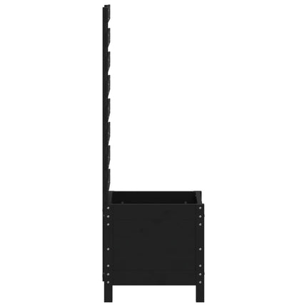 Odlingslåda med spaljé svart 39x39,5x114 cm massiv furu