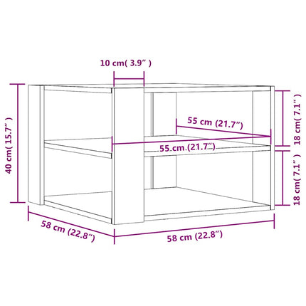 Soffbord brun ek 58x58x40 cm konstruerat trä