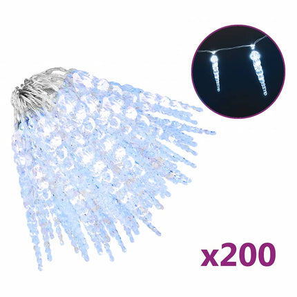 Julislampa 200 LED-lampor kallvit 20 m akryl PVC