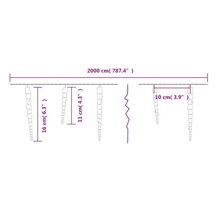 Julbelysning 200 LEDs blå 20 m akryl PVC