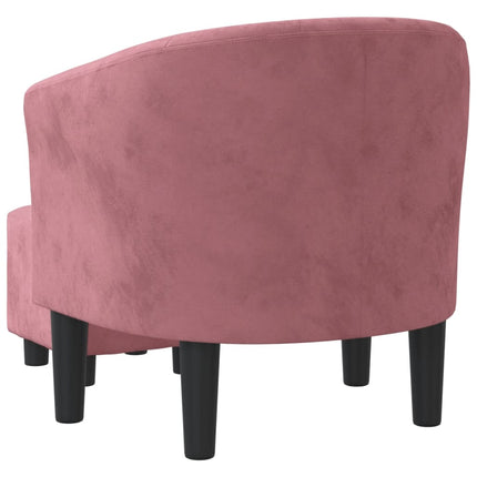 Fåtölj med fotpall rosa sammet