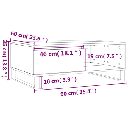 Soffbord betonggrå 90x60x35 cm konstruerat trä