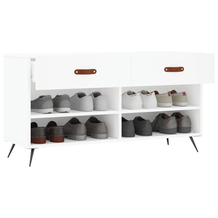 Skobänk vit 102x35x55 cm konstruerat trä