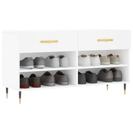 Skobänk vit 102x35x55 cm konstruerat trä