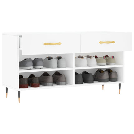 Skobänk vit 102x35x55 cm konstruerat trä