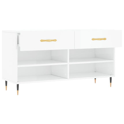 Skobänk vit högglans 102x35x55 cm konstruerat trä