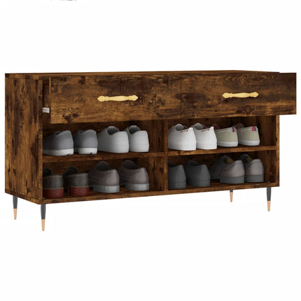 Skobänk rökfärgad ek 102x35x55 cm konstruerat trä