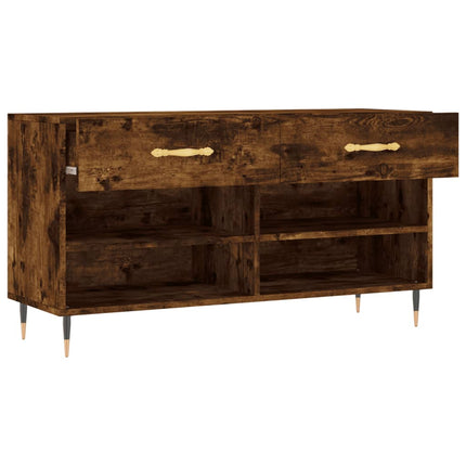 Skobänk rökfärgad ek 102x35x55 cm konstruerat trä