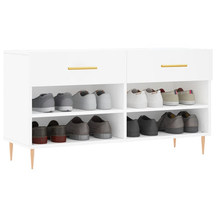 Skobänk vit 102x35x55 cm konstruerat trä
