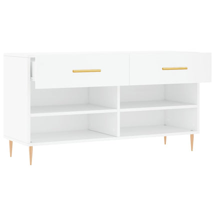 Skobänk vit 102x35x55 cm konstruerat trä