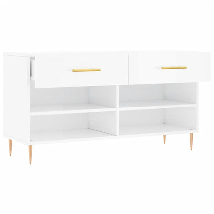Skobänk vit högglans 102x35x55 cm konstruerat trä