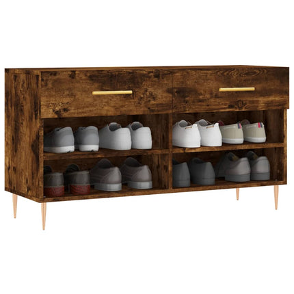 Skobänk rökfärgad ek 102x35x55 cm konstruerat trä