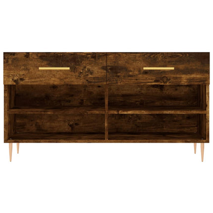 Skobänk rökfärgad ek 102x35x55 cm konstruerat trä