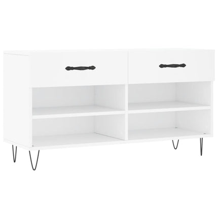 Skobänk vit 102x35x55 cm konstruerat trä