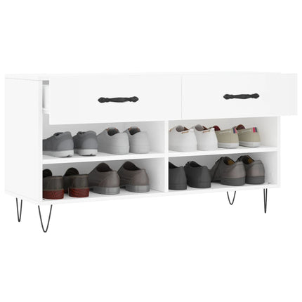 Skobänk vit 102x35x55 cm konstruerat trä