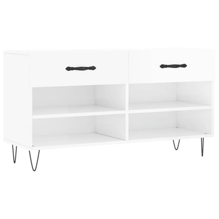 Skobänk vit högglans 102x35x55 cm konstruerat trä