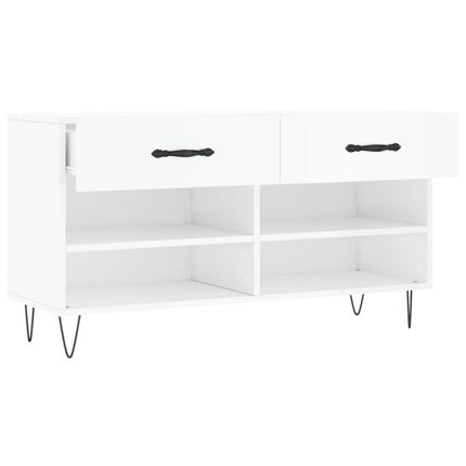 Skobänk vit högglans 102x35x55 cm konstruerat trä