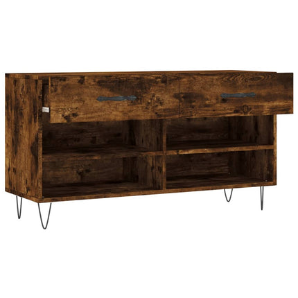 Skobänk rökfärgad ek 102x35x55 cm konstruerat trä