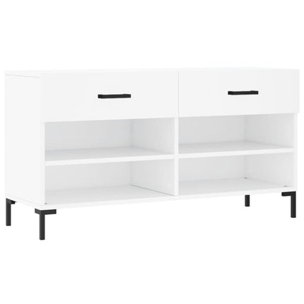 Skobänk vit 102x35x55 cm konstruerat trä