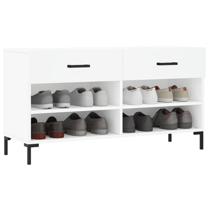 Skobänk vit 102x35x55 cm konstruerat trä