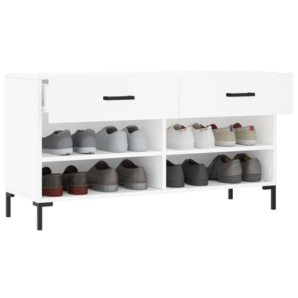 Skobänk vit 102x35x55 cm konstruerat trä