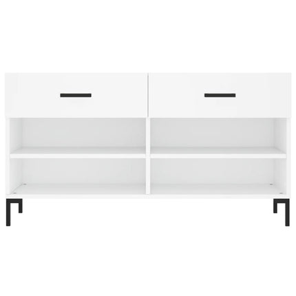Skobänk vit 102x35x55 cm konstruerat trä