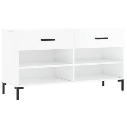 Skobänk vit högglans 102x35x55 cm konstruerat trä
