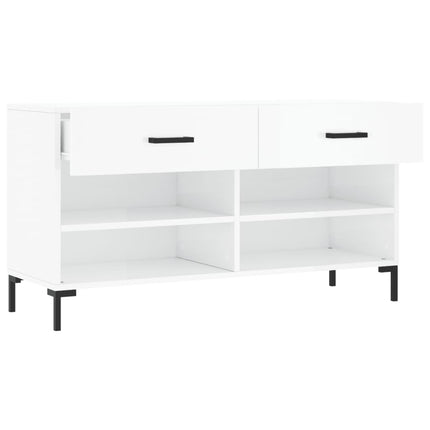 Skobänk vit högglans 102x35x55 cm konstruerat trä