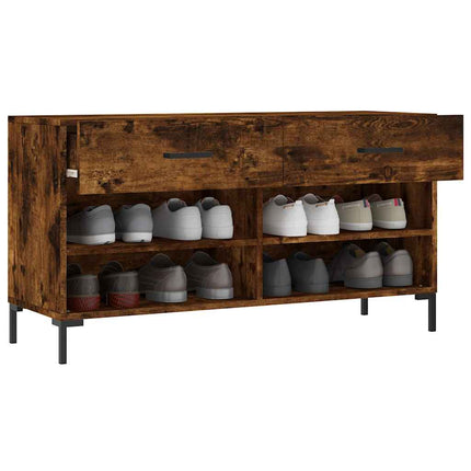 Skobänk rökfärgad ek 102x35x55 cm konstruerat trä