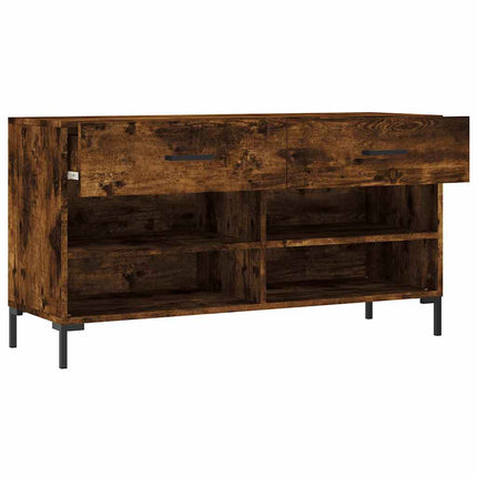 Skobänk rökfärgad ek 102x35x55 cm konstruerat trä