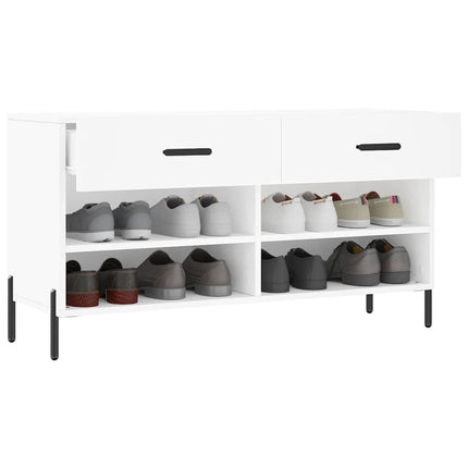 Skobänk vit 102x35x55 cm konstruerat trä
