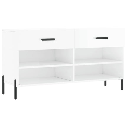 Skobänk vit högglans 102x35x55 cm konstruerat trä