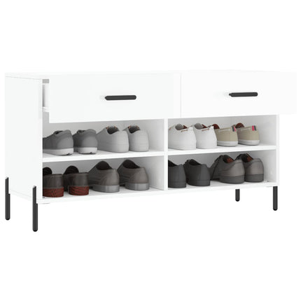 Skobänk vit högglans 102x35x55 cm konstruerat trä