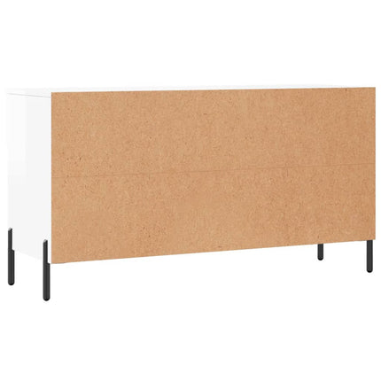 Skobänk vit högglans 102x35x55 cm konstruerat trä