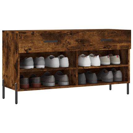 Skobänk rökfärgad ek 102x35x55 cm konstruerat trä