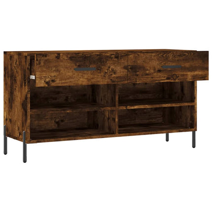 Skobänk rökfärgad ek 102x35x55 cm konstruerat trä