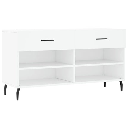 Skobänk vit 102x35x55 cm konstruerat trä
