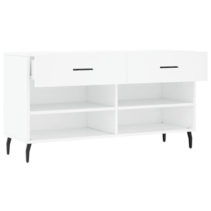 Skobänk vit 102x35x55 cm konstruerat trä