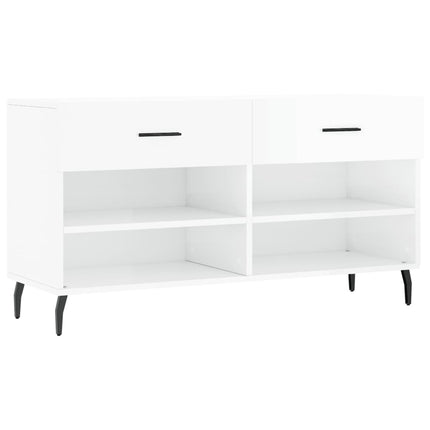 Skobänk vit högglans 102x35x55 cm konstruerat trä