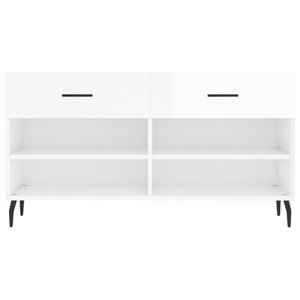 Skobänk vit högglans 102x35x55 cm konstruerat trä