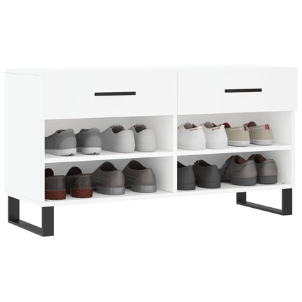 Skobänk vit 102x35x55 cm konstruerat trä