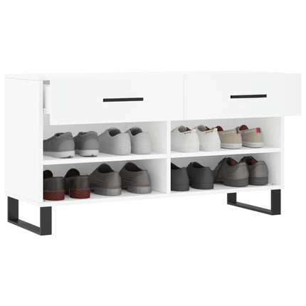Skobänk vit 102x35x55 cm konstruerat trä