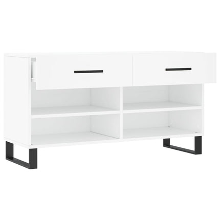 Skobänk vit 102x35x55 cm konstruerat trä