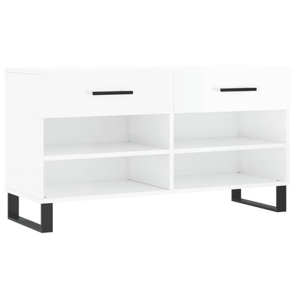 Skobänk vit högglans 102x35x55 cm konstruerat trä