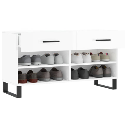 Skobänk vit högglans 102x35x55 cm konstruerat trä