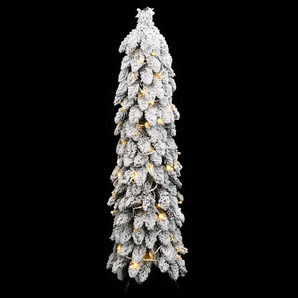 Belyst plastgran med 80 LEDs och snö 150 cm