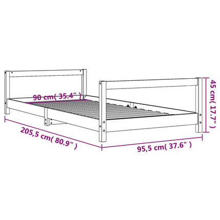 Sängram för barnsäng svart 90x200 cm massiv furu