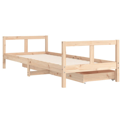 Sängram för barnsäng m. lådor 80x200 cm massiv furu