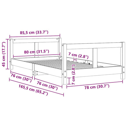 Sängram för barnsäng 80x160 cm massiv furu